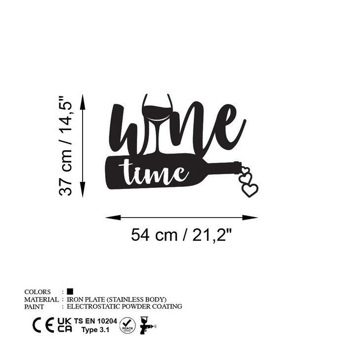 Wallity Wine Time - Escultura de Pared Metálica Negra